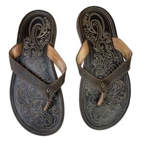 Brown Embroidered Women's Sandals